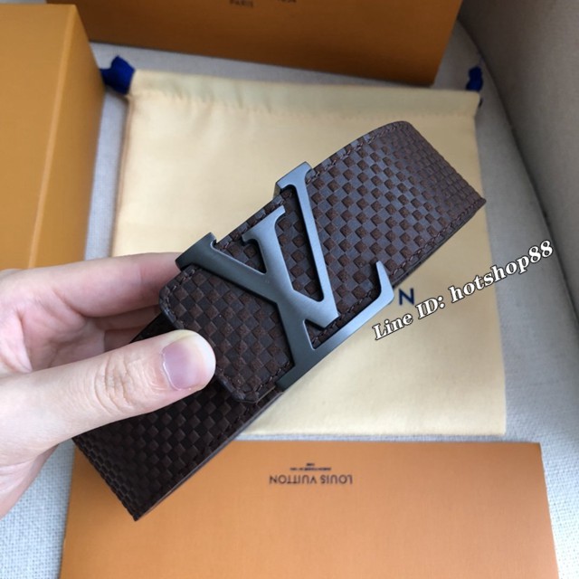 LV新款男士皮帶 路易威登Initiales小米格皮底腰帶  jjp2378
